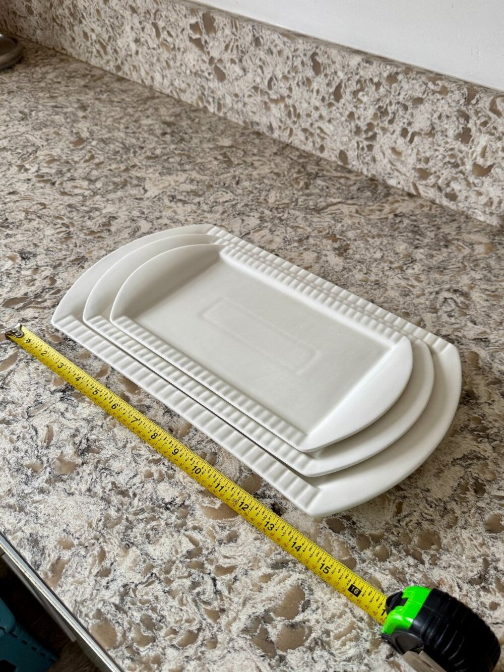 White Rectangular Ceramic Serving Platters Set of 3
